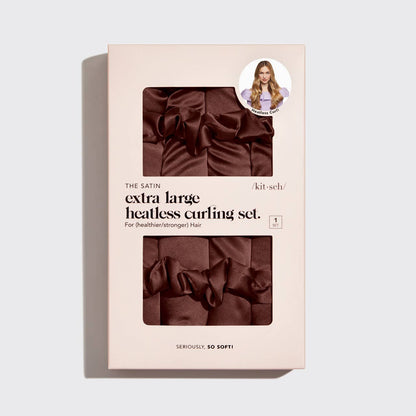 XL Satin Heatless Curling Set - Chocolate Brown